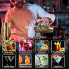 Cocktail Shaker Set, 23-Piece Boston Stainless Steel Bartender Kit with Acrylic Stand & Cocktail Recipes Booklet, Professional Bar Tools for Drink Mixing, Home, Bar, Party - Gold