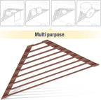 Tomorotec Compact Silicone-Coated Triangle Dish Drying Rack for Sink Corner - Foldable Stainless Steel Over-The-Sink Organizer and Storage Shelf (Coffee)