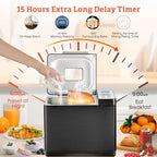 KBS 19-in-1 Programmable Bread Maker,2LB Large Bread Machine Stainless Steel with Sourdough,Gluten-Free,Nonstick Ceramic Pan,650W Bread Maker Machine with 15H Timer&1H Keep Warm,3 Crust Colors,Recipes