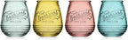 Wine Glasses Set Of 4 Assorted Colored Stemless Glasses 21 OZ. Original Mason Large Wine Cup, Red and White Wine Drinking Water Glasses. Juice, Cocktails, Smoothies, Vintage Bar | Large Wine Cup, Red and White Wine, Juice, Cocktails, Smoothies