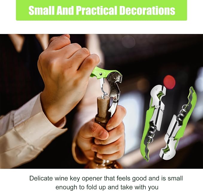 6 Pieces wine key wine opener Professional Waiter Corkscrews Stainless bottle opener Fold Serrated Foil Cutter Key for Family, Company Party,Bars,Restaurants(green)
