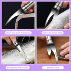 2 Pack Stainless Steel Shrimp Deveiner and Peeler Tool Multifunction Seafood Cleaning Knife for Quick Shelling Deveining Deshelling Professional Prawn Cleaner for Home Kitchen