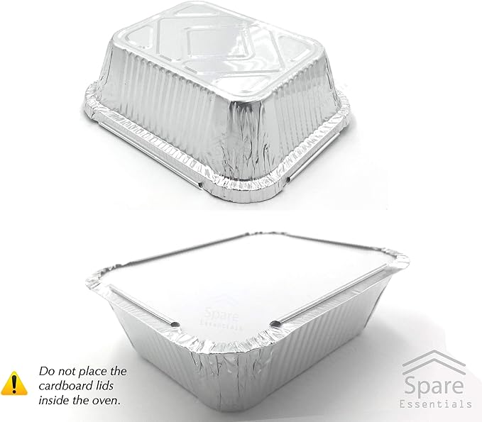 55 Pack - Small Foil Pans with Lids - To Go Food Containers with Lids 1lb Mini Aluminum Pans Freezer Safe Foil Take out Trays Heat proof Aluminum Meal Prep Containers 5.5x4.5x1.9 in
