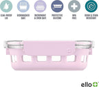 Ello Duraglass Meal Prep Container- Glass Food Storage Container with Silicone Sleeve and Airtight BPA-Free Plastic Lid, Dishwasher, Microwave, and Freezer Safe