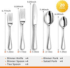 NICE KITCHEN Silverware set for 4,20 Pieces Premium Stainless Steel Silverware set,Mirror Polished Cutlery Set,Flatware Set for 4,Dishwasher Safe,Luster Series