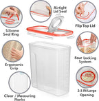 Shazo 2 Pack (6.3L / 213OZ) EXTRA Large Airtight Food Storage Cereal Containers for Bulk Food Storage BPA-Free Plastic Container, Pantry Organization and Canister for Rice, Pasta, Sugar & Flour