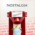 Nostalgia Snow Cone Shaved Ice Machine - Makes 20 Icy Treats - Includes 1 Reusable Plastic Cup - Retro Red