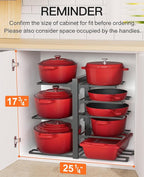 ORDORA Pots and Pans Organizer Rack for Cabinet, 15.83" Height 8-Tier Heavy Duty 120LBS Pot Pan Organizer under Cabinet Adjustable for Dutch Oven, Cast-iron Pan, Heavy Skillets Griddles, Shallow Pot