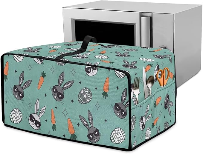 Easter Egg Bunny Carrot Print Toaster Oven Dust Cover Compatible with Most Toasters Ovens, Easter Decor Dust-proof Protector for Kitchen Small Appliance, (Medium-16.1*19.71*10 inches)