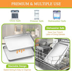 Baking Sheet Set of 2 - CEKEE Stainless Steel Cookie Sheet Baking Pan, Size 10 x 8 x 1 inch, Non Toxic & Heavy Duty & Mirror Finish & Rust Free & Easy Clean