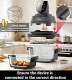 5-in-1 Portable Glass Air Fryer, 4QT & 6-Cup Glass Containers with Lids, Silicone Mat, 1500W Small Air Fryer, 90% Less Oil, Dishwasher/Freezer Safe for Single Servings, Family Meals