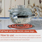 Glass Cooktop Heat Diffuser for Electric Stove, Full Heat Sink Protects Glass Cookware, Pack of 4