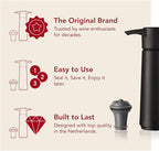 Vacu Vin Original Wine Saver with 2 Vacuum Bottle Stoppers – Black Wine Preserver Pump for Red or White Wine – Manual Air Remover System – Airtight Seal – Keep Wine Fresh Longer