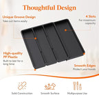 Lifewit Utensil Organizer for Kitchen Drawer, Expandable Cooking Silverware Tray, Adjustable Cutlery Flatware Holder, Plastic Spatula Tools Storage Divider, 17.3 x 15.8", Black