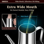 GEDO 304 Stainless Steel Oil Dispenser, Eagle Beak Drip-Free Spout Oil Pot with Extra Wide Mouth & Air Vent Lid, Large Capacity for Kitchen Cooking & Outdoor Grilling (1.37QT / 1300ml)