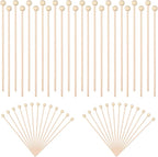 50 Pack Wooden Rock Candy Sticks with Ball Tips- 6 Inch Natural Wood Cake Pop & Drink Stirrer Sticks, Wood Swizzles Sticks for Chocolate Dipping & Coffee(15cm, Round Ball Head, Bulk)