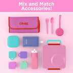 OmieBox Bento Box for Kids - Insulated Bento Lunch Box with Leak Proof Vacuum Insulated Food Jar - 3 Compartments, Two Temperature Zones (Pink Berry)