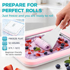 Rolled Ice Cream Maker with Quick Start Guide - DIY Instant Ice Cream Tray Kit, Includes 2 Scrapers for Manual Homemade Ice Cream Rolls, Frozen Yogurt, Sorbets & Slushies, No Electricity Needed（pink）