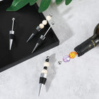 5 Packs Metal Bottle Stopper Kit, Reusable Wine Saver Corks, Stainless Steel Wine Bottle Stopper, Beadable Bottles Cap, Decorative Corkscrew for Wedding Party Bar