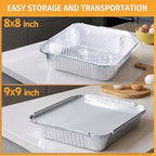 40 Pack Disposable Aluminum Pans with Lids Combo Set-9x9 (20pc) & 8x8(20pc) Square Aluminum Foil Pans,For Meal Prep,Food Cooking,Roasting,Heating. (40 Pack W/Lids)
