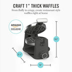 Martha Stewart Rotating Waffle Maker, 180° Flip Iron with PFAS-Free Nonstick Plates, Adjustable Timer, Ready Light, Drip Tray, Space Saving, Classic Round 7”, Easy to Clean, Stainless Steel, Caviar
