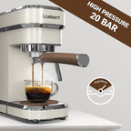 Espresso Machine, Expresso Coffee Machines for Home, 20 Bar Cafetera Espresso with Milk Frother Steam Wand, Compact Small Coffee Maker for Latte and Cappuccino (Pear White, Stainless Steel, Gift)