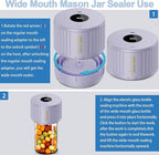 LOVE MOMENT Electric Mason Jar Vacuum Sealer Kit for Wide Mouth and Regular Mouth Mason Jar - Purple
