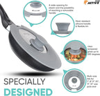 2-Pack Universal Silicone Lids for Pots and Pans - Replacement Pan Covers Fit 7-12 Inch Frying Pans and Pots, Black & Gray