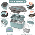 Herrfilk Electric Lunch Box Food Heater 100W, 4 in 1 Ultra Quick Heated Lunch Boxes for Adults 12V/24V/110V/220V Portable Food Warmer for Car/Truck/Office With Fork Spoon and Insulated Carry Bag