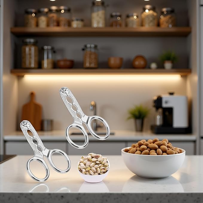 2Pcs Nutcrackers for Nuts, Stainless Steel Nuts Pistachio Sheller Opener Kitchen Tools, Nutcracker Multi-Function Walnut Pine Sheller Opener Nut Crackers, Specialty Tools and Gadgets