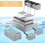 Electric Deep Fryer 22.6L/24QT Stainless Steel Large Capacity Commercial Fryer with Basket, 3400W 110V Countertop Deep Fryer for Home Kitchen and Restaurant Use withTemperature Control