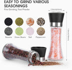 Hotder Premium Pepper and Salt Grinder Set of 2-Refillable Coarseness Adjustable Pepper Mill Shaker with Glass Body for Home,Kitchen(Two Pack)