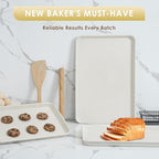 Baking Sheet Pan Set of 3, Nonstick Carbon Steel Cookie Sheets with Texture, Commercial Half/Quarter/Jelly Roll Pans Replacement Toaster Oven Tray, Heavy Duty & Easy Clean, White