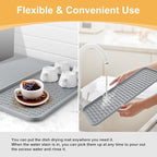 Silicone Coffee Mat,16'' x 16'' Coffee Bar Mat with Detachable Dish Drying Mat for Kitchen Countertops,Coffee Bar Accessories Fit Under Coffee Maker Coffee Machine Espresso Machine Dish Rack