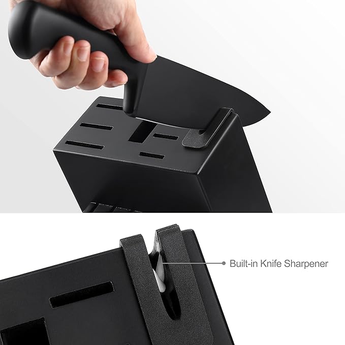 McCook® Knife Sets,German Stainless Steel Knife Block Sets with Built-in Sharpener, Black (Pack of 2)