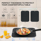 9"x12" Large Silicone Trivets for Hot Pots and Pans, Hot Dishes, 2 Non Slip Heat Resistant Mats for Countertop Table, Silicone Pot Holders Hot Pads for Kitchen, Food Grade & BPA Free, Black