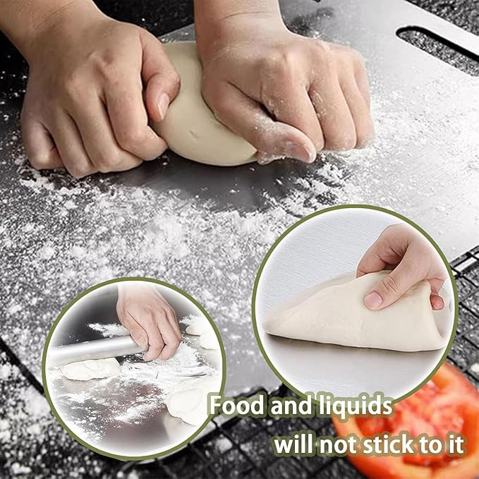 100% Pure Titanium Cutting Board Set of 3, Food-Grade Titanium Cutting Boards for Kitchen Dishwasher Safe, Double-Sided Metal Charcuterie Chopping Board Mat for Meat, Cheese & Fruit (M+L+XL)