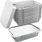 WANBAO 50 PACK 8.3"x6.2" Disposable Tin Foil Pans with Lids 2.25LB Aluminum Pans To Go Containers for Cooking, Baking, Catering Party Meal Prep, Take Out, Freeze