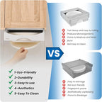 9-inch Paper Plate Dispenser Under Cabinet, Bamboo Paper Plate Holders, Kitchen Counter Vertical Plate Dispensers Holders Countertop Caddy(For 9-inch Plates, White)