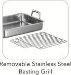 Tramontina 13.5-Inch Stainless Steel Roasting Pan with Rack, Turkey Roaster for Oven, Dishwasher Safe, Made in Brazil