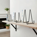 Plate Stands Holder - 3 Pack, Picture Frame Display for Bookcase, Photo on Table Top (Black, 8")