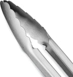 304 Stainless Steel Kitchen Cooking Tongs, 14" and 16" Set of 2 Sturdy Grilling Barbeque Brushed Locking Food Tongs with Ergonomic Grip, Grey