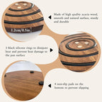 2Pcs Magnetic Wooden Trivets for Hot Pots & Pans, Heat Resistant Acacia Wood Trivets with 2 Silicone Pan Handle Covers&4 Cast Iron Handle Sleeve for Dutch Ovens Hot Pots&Pans Cast Iron Skillet