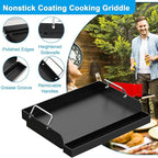 17" x 13" Nonstick Grill Griddle for Most Gas Grills, Universal Flat Top Griddle for Charcoal/Gas Stove, Cooking Griddle Plate with Removable Handles & Grease Groove for Camping, Tailgating, Parties