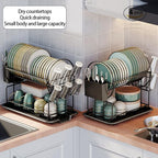 Black Multifunctional Kitchen Bowls and Chopsticks Drain Rack Iron Wire Large Capacity Kitchen Utensils Sink Storage Rack Space-Saving