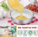 E-far 9½ Inch Cake Pan Set of 2, Stainless Steel Round Layer Cake Baking Pans with Parchment Rounds & Side Liner Roll, Non-Toxic & Healthy Metal Cakes Tin, Straight Side & Dishwasher Safe