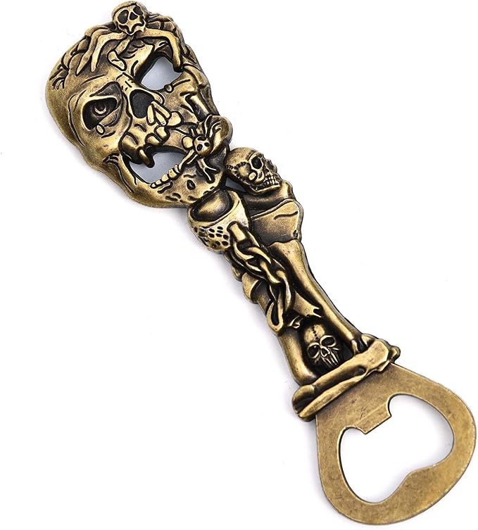 Beer Bottle Opener Skull with Spider，Cool Bottle Opener for Bar Tool, Soda and Beer Cap Remover, Cool & Fun Gadget