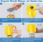 LOVE MOMENT Electric Mason Jar Vacuum Sealer Kit for Wide Mouth and Regular Mouth Mason Jar - Yellow