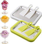 Rolled Ice Cream Maker, New At-Home Ice Cream Roller Maker, DIY Fun Family Activity Instant Ice Cream Tray with Instant Freeze Tray and 2 Scrapers(White+Green)
