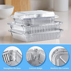 40 Pack Disposable Aluminum Pans with Lids Combo Set-9x9 (20pc) & 8x8(20pc) Square Aluminum Foil Pans,For Meal Prep,Food Cooking,Roasting,Heating. (40 Pack W/Lids)